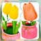 4 Pack Mini Artificial Potted Tulips – Multicolor Faux Flowers in Macaron Pots for Spring Home & Table Decor